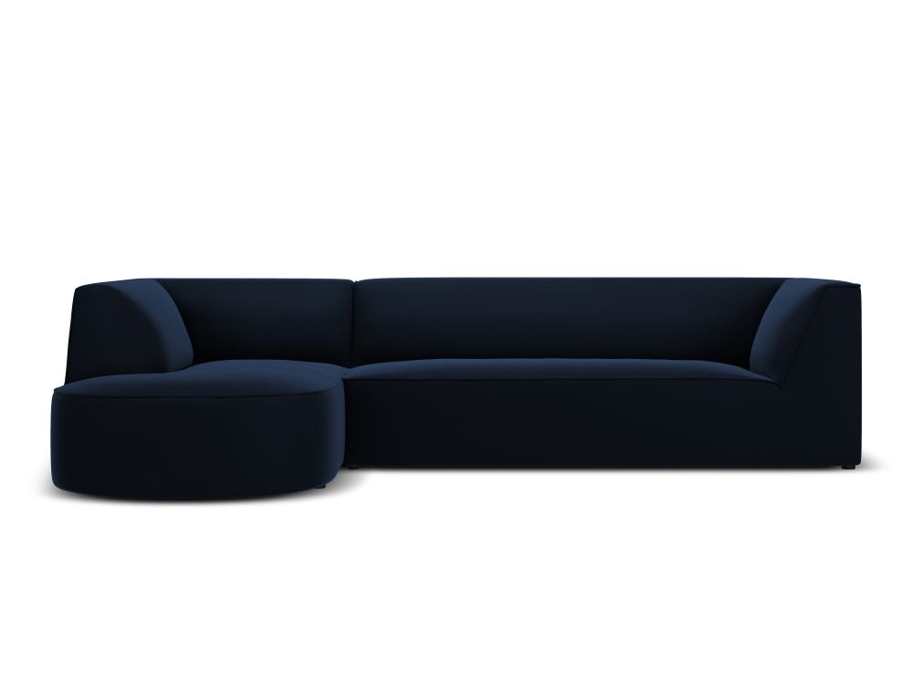 Cosmopolitan Design Ecksofa Siena 4-Sitzer abgerundet Samt Salvador Königsblau Links