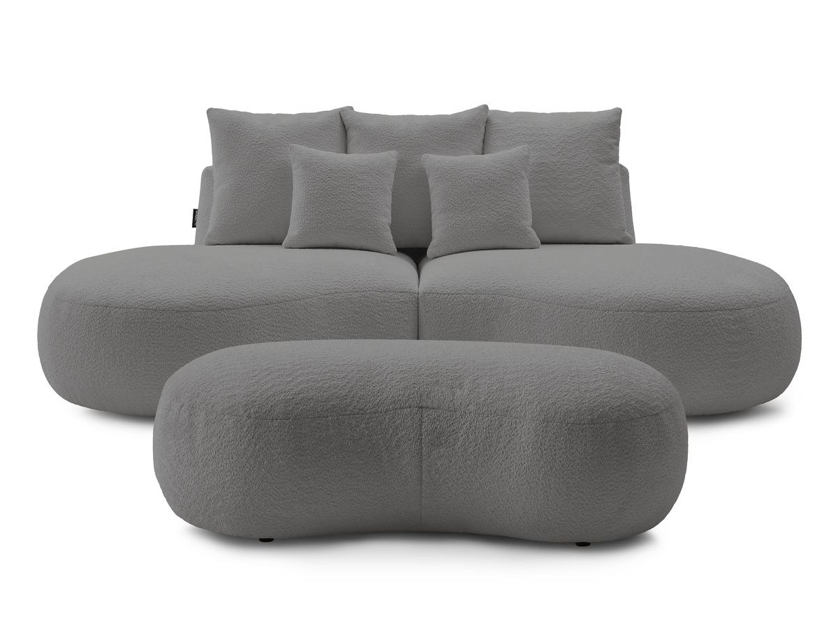 Bobochic Saint-germain Sofa 5-Sitzer mit Pouf Bouclé-Stoff Hellgrau