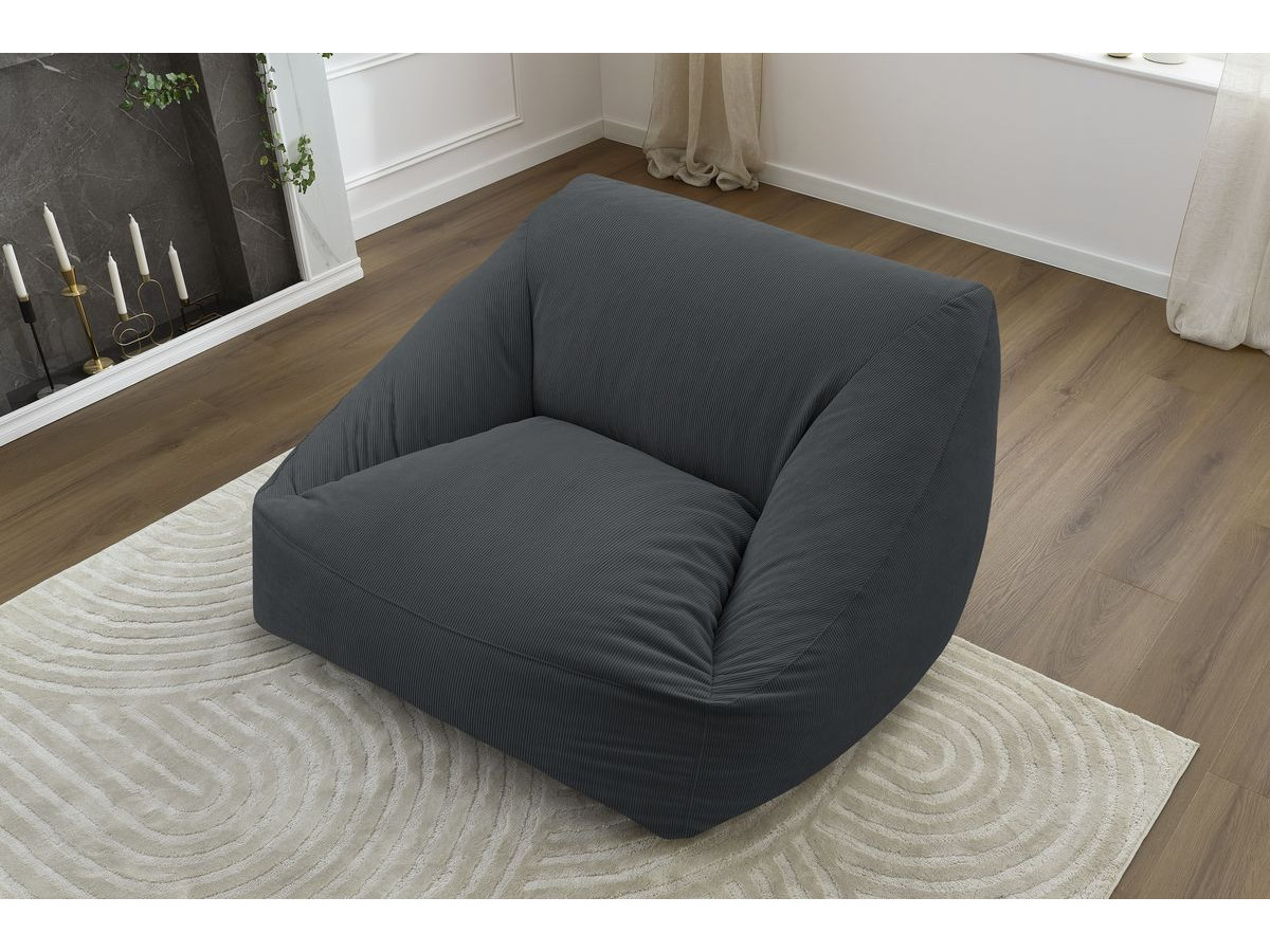 Bobochic Lilibet Pouf Cordsamt Dunkelgrau