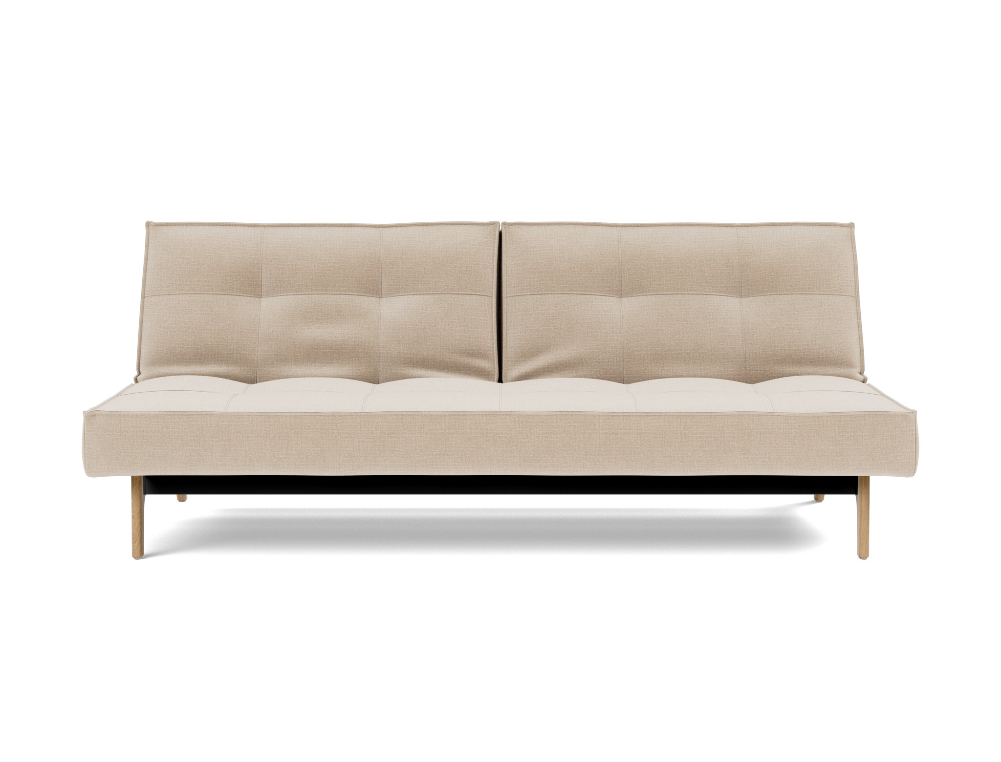 Schlafsofa Splitback Chenille Esina 410-Almond-Beige Beine Eiche