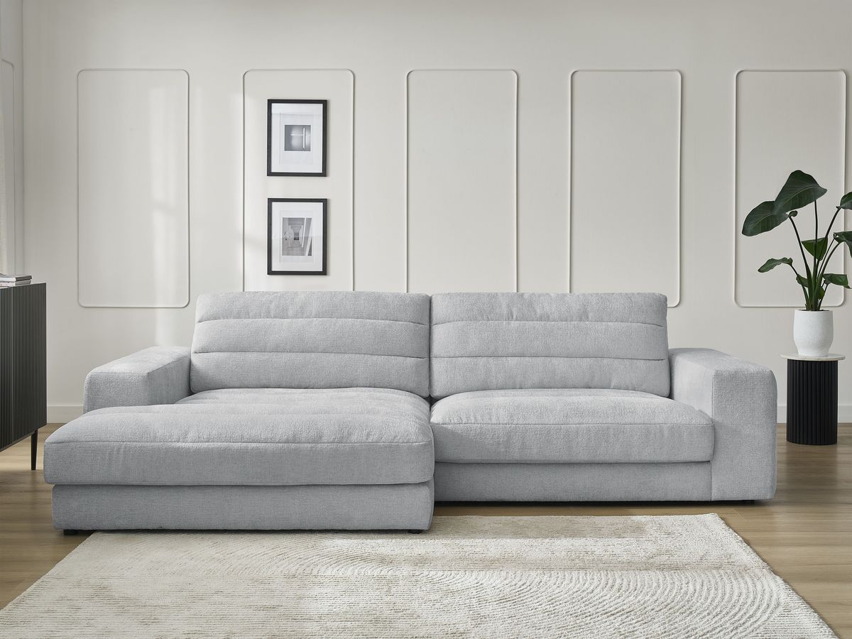 Bobochic Sierra Ecksofa Strukturstoff Hellgrau Ecke links