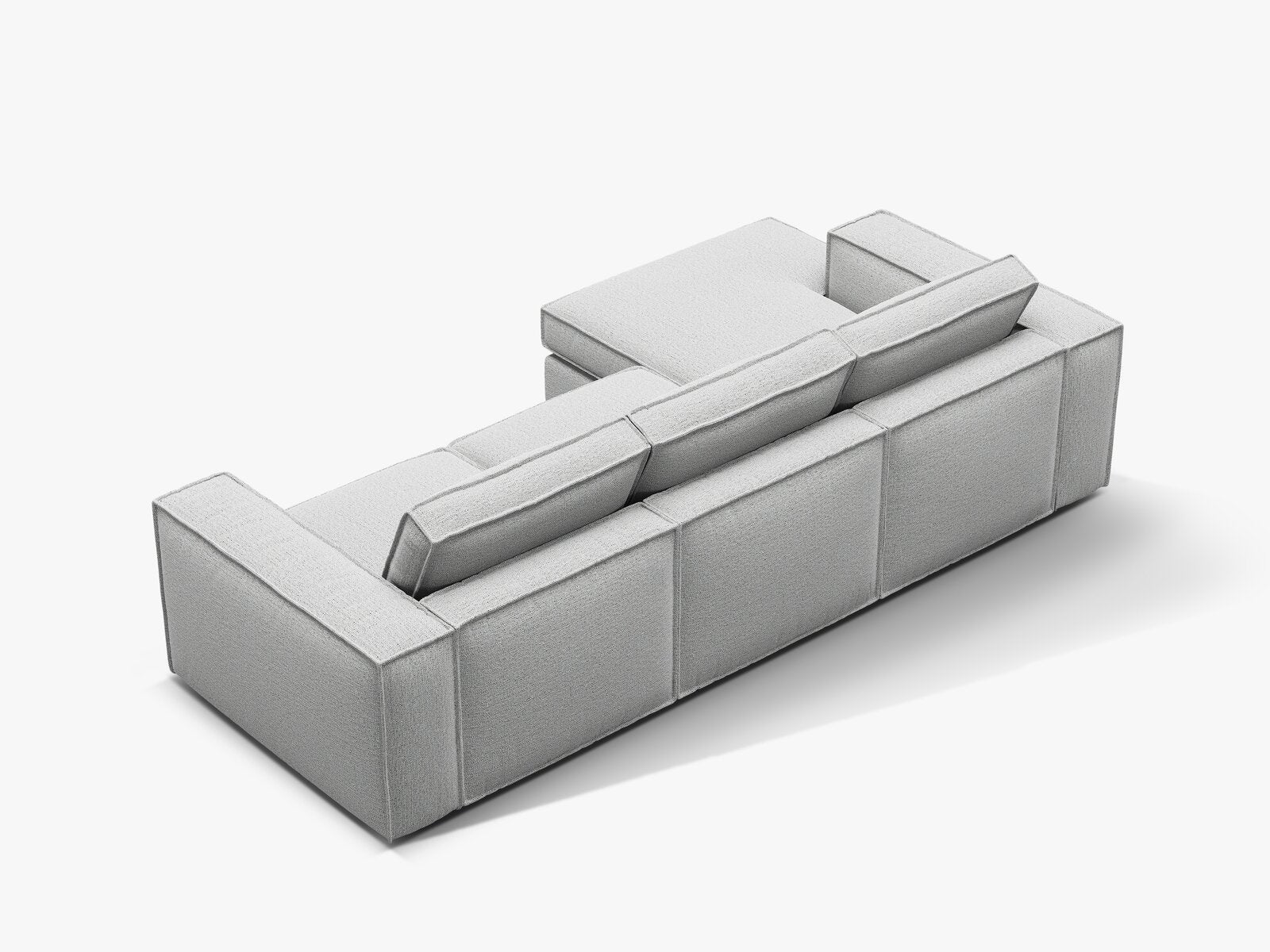 Micadoni modulares Ecksofa Pola 3-Sitzer Links Strukturierter Stoff Babel Hellgrau
