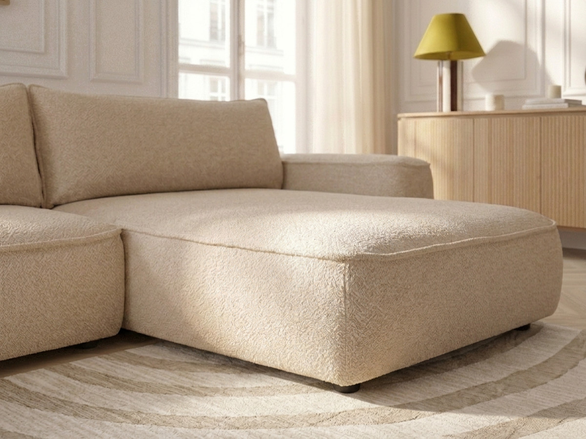 Bobochic Honore Ecksofa mit Schlaffunktion und Bettkasten Chenille Beige