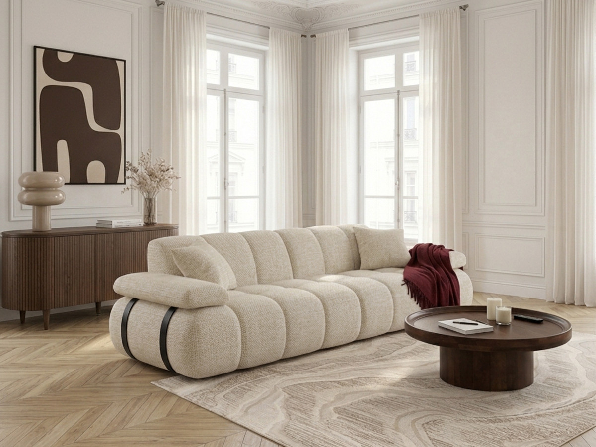 Bobochic Rivoli Sofa 4-Sitzer Melange-Stoff Beige