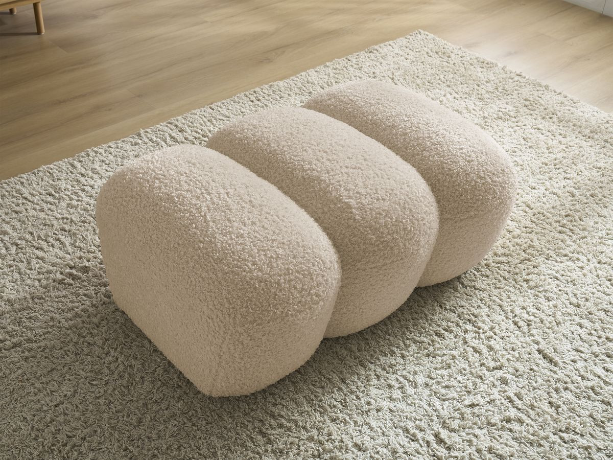 Bobochic Hippolyte Pouf Bouclé-Stoff Beige