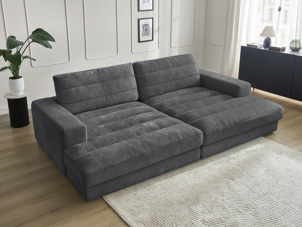 Bobochic Sierra Sofa 4-Sitzer Strukturstoff Dunkelgrau