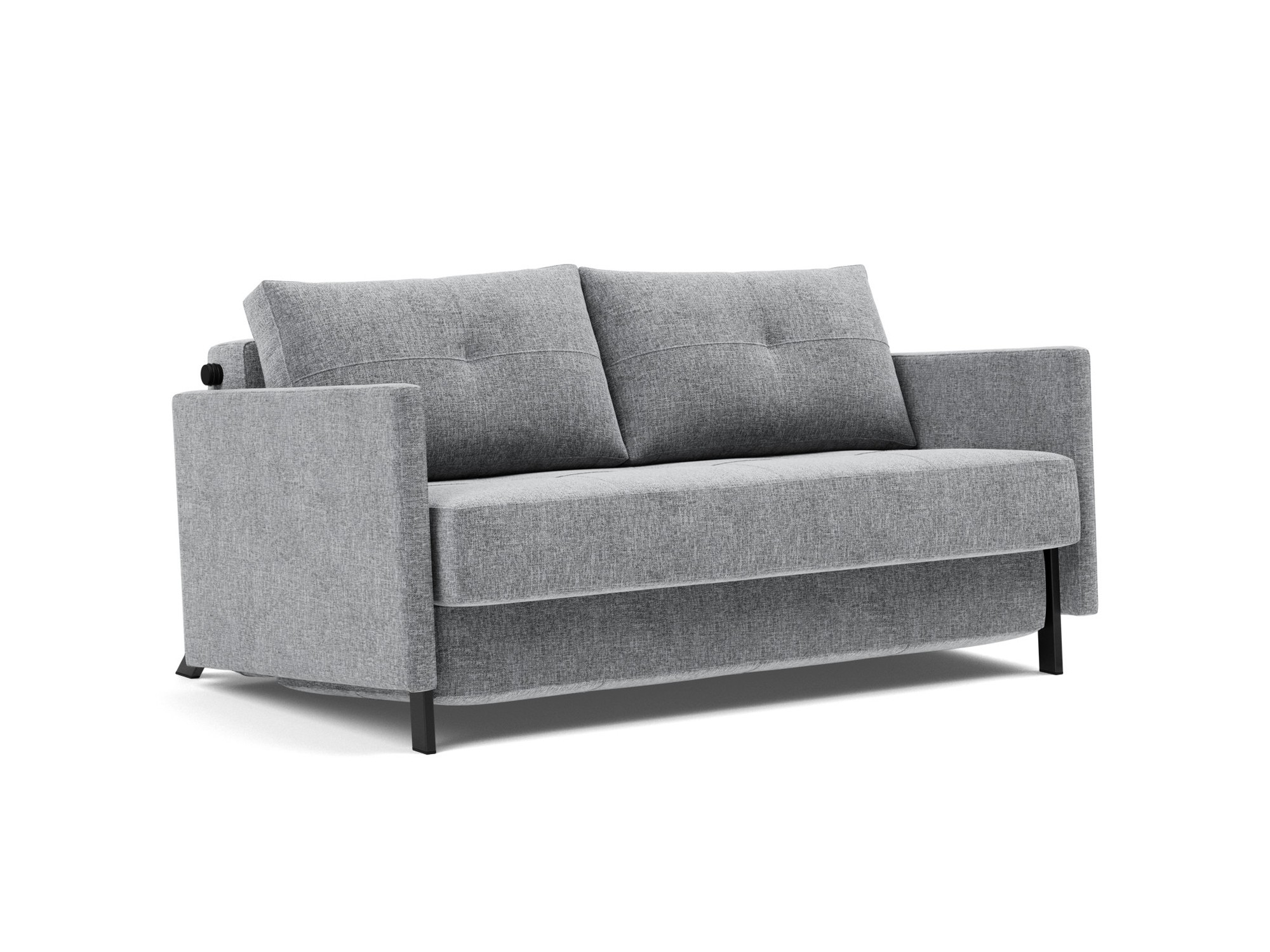 Schlafsofa Cubed mit Armlehnen 140 Strukturierter Stoff Twist 565-Granite