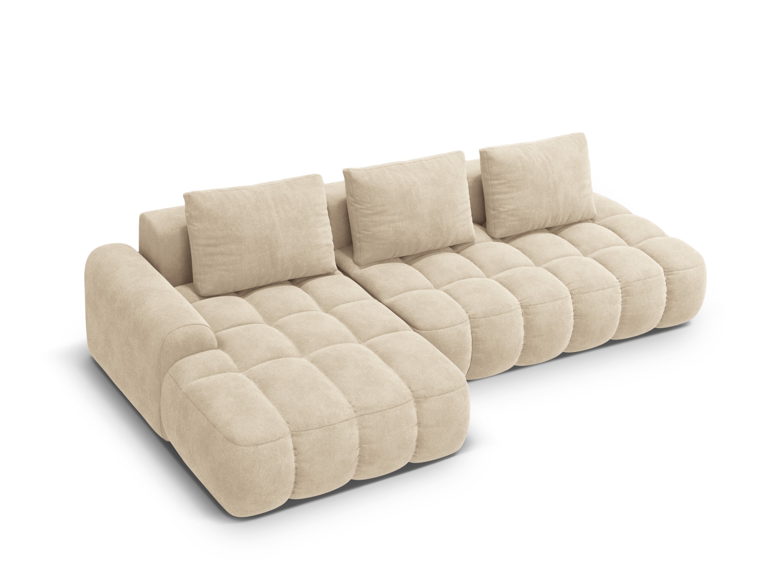 Cosmopolitan Design Ecksofa Linz 3-Sitzer offen mit Schlaffunktion Samt Vogue Helles Beige Links