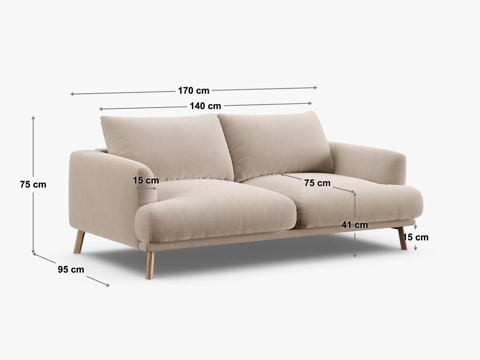 Micadoni Sofa Naomi 2-Sitzer Samt Salvador Königsblau