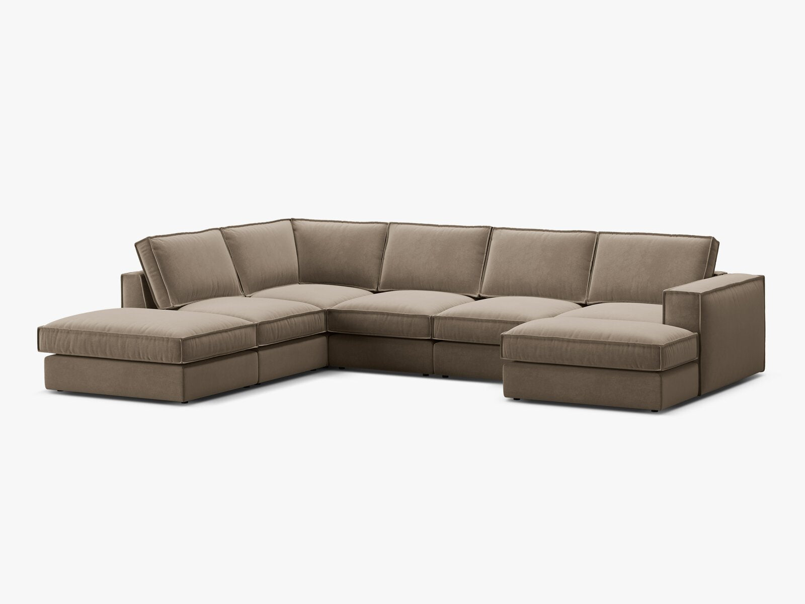 Micadoni modulares Panorama Ecksofa Pola 5-Sitzer Links Samt Salvador Grau Braun