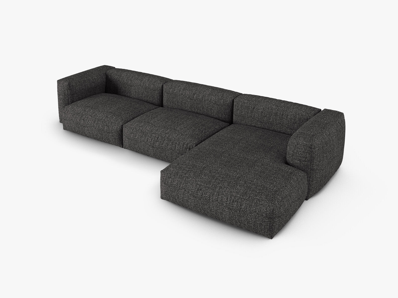 Micadoni Ecksofa Martina 3-Sitzer 90cm Sitztiefe Rechts Boucle Monet Anthrazit