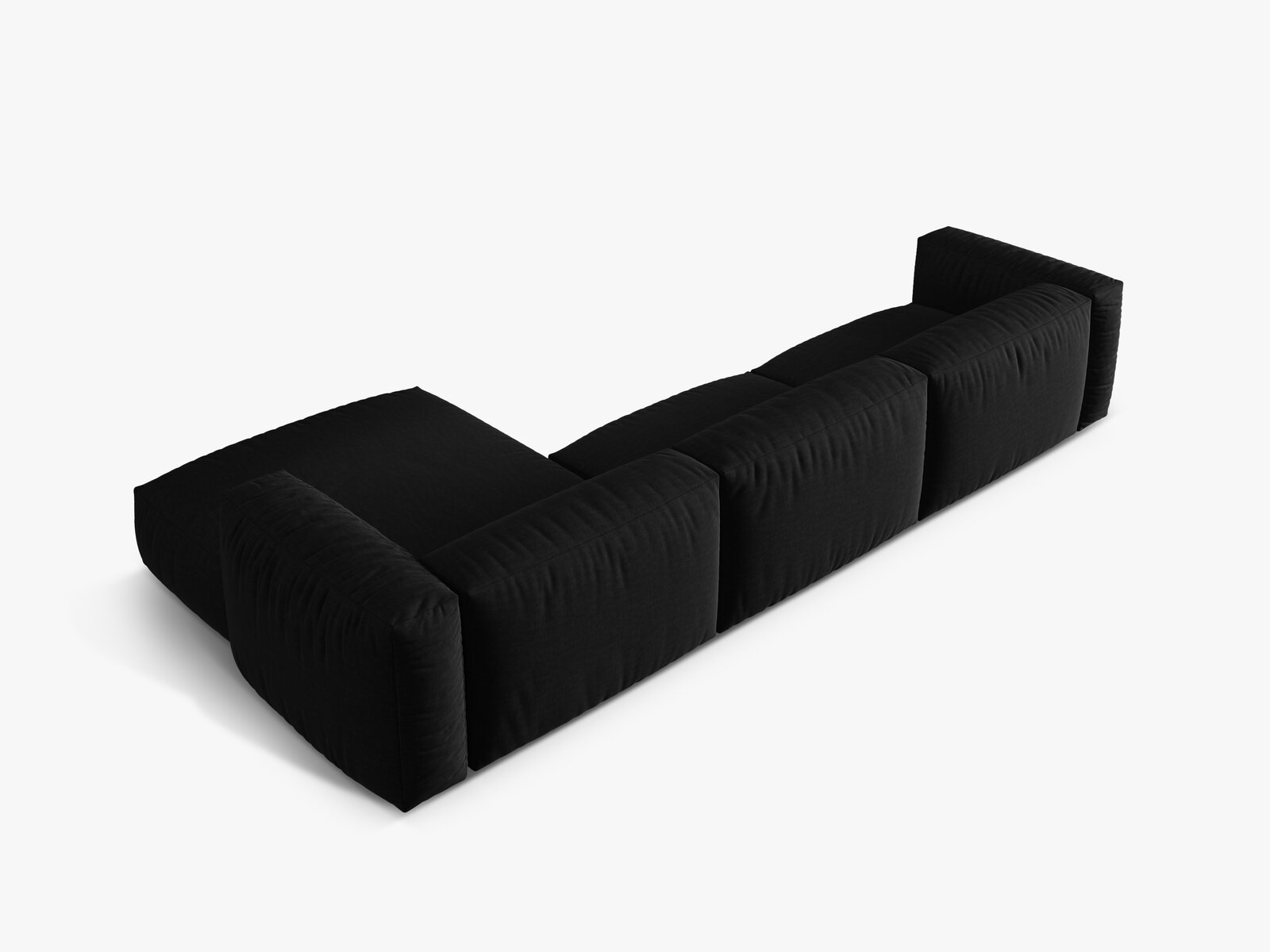 Micadoni Ecksofa Martina 3-Sitzer Rechts Strukturierter Stoff Boston Schwarz