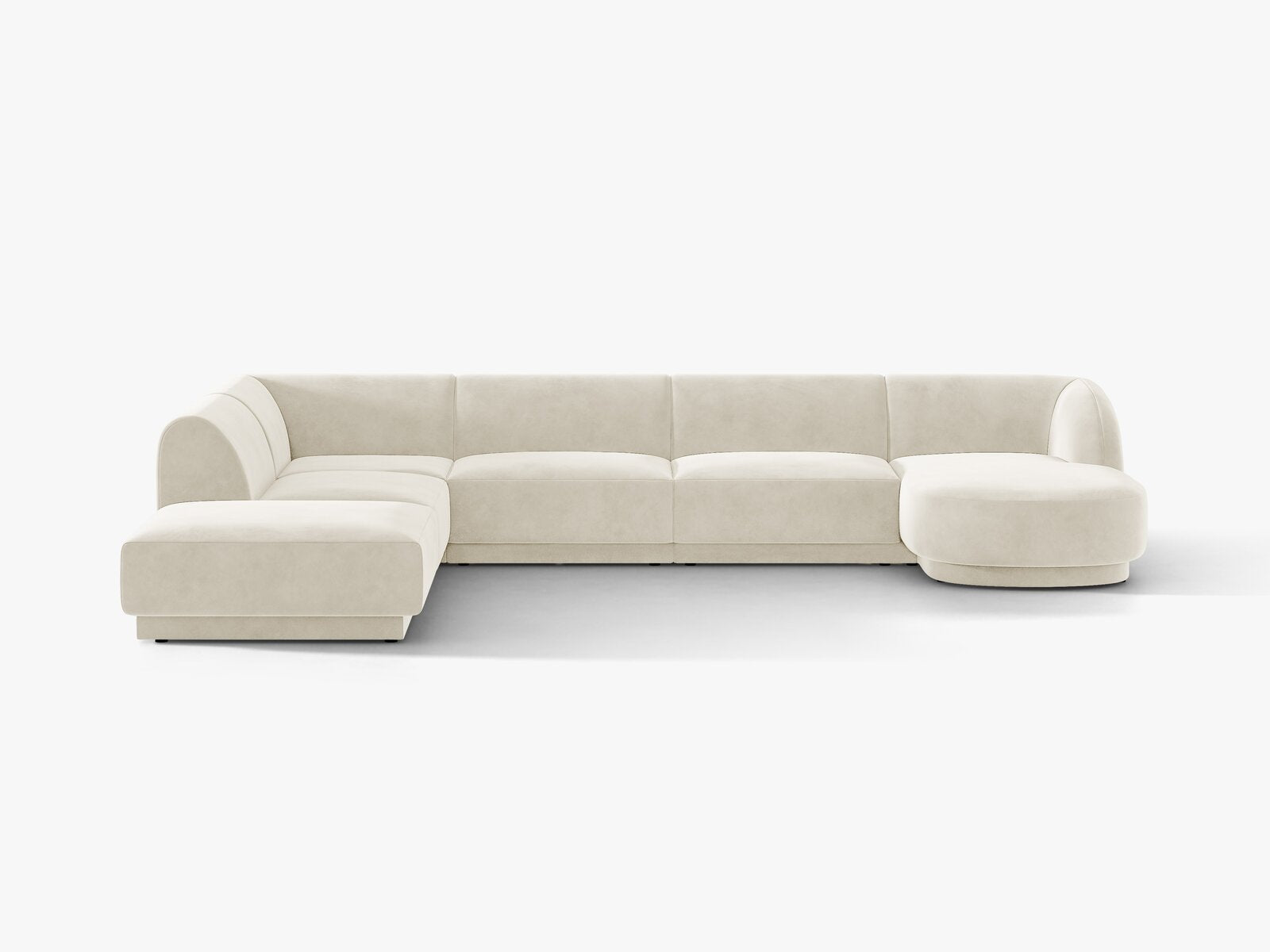 Micadoni Panorama-Ecksofa Miley 6-Sitzer Links Samt Bluvel Helles Beige