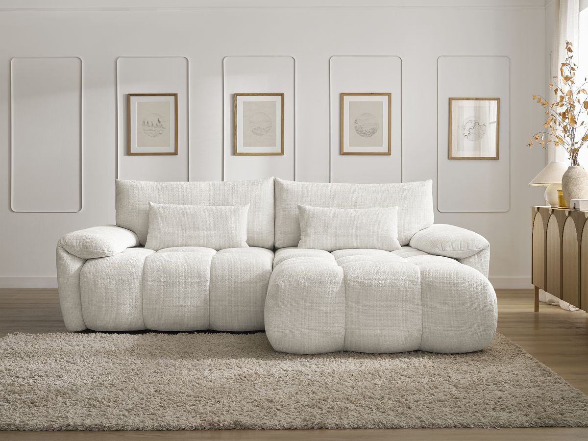 Bobochic Ivane Ecksofa Strukturstoff Weiß Ecke rechts