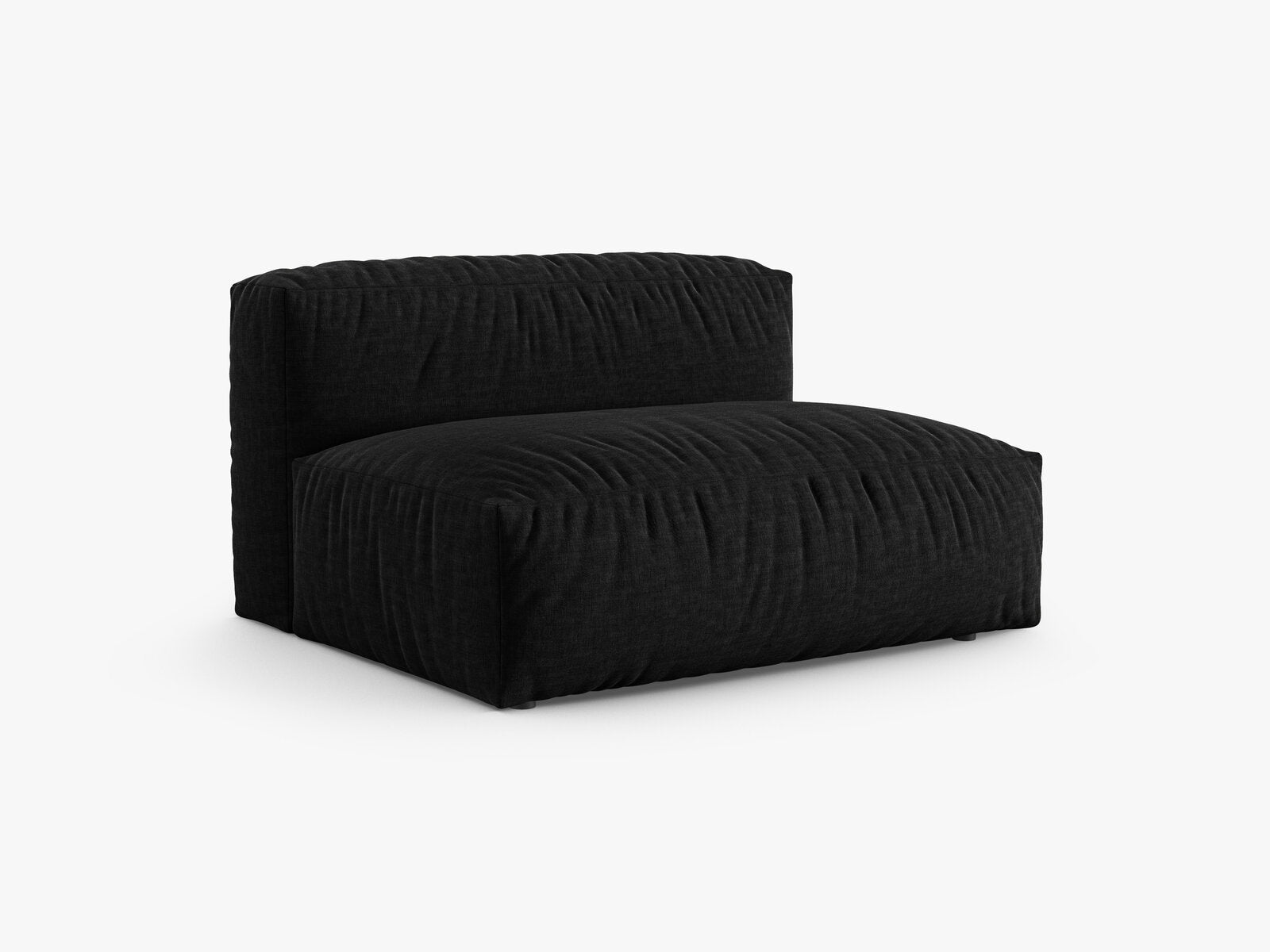 Micadoni Mittelmodul Martina 1-Sitzer Groß 90cm Sitztiefe Strukturierter Stoff Boston Schwarz