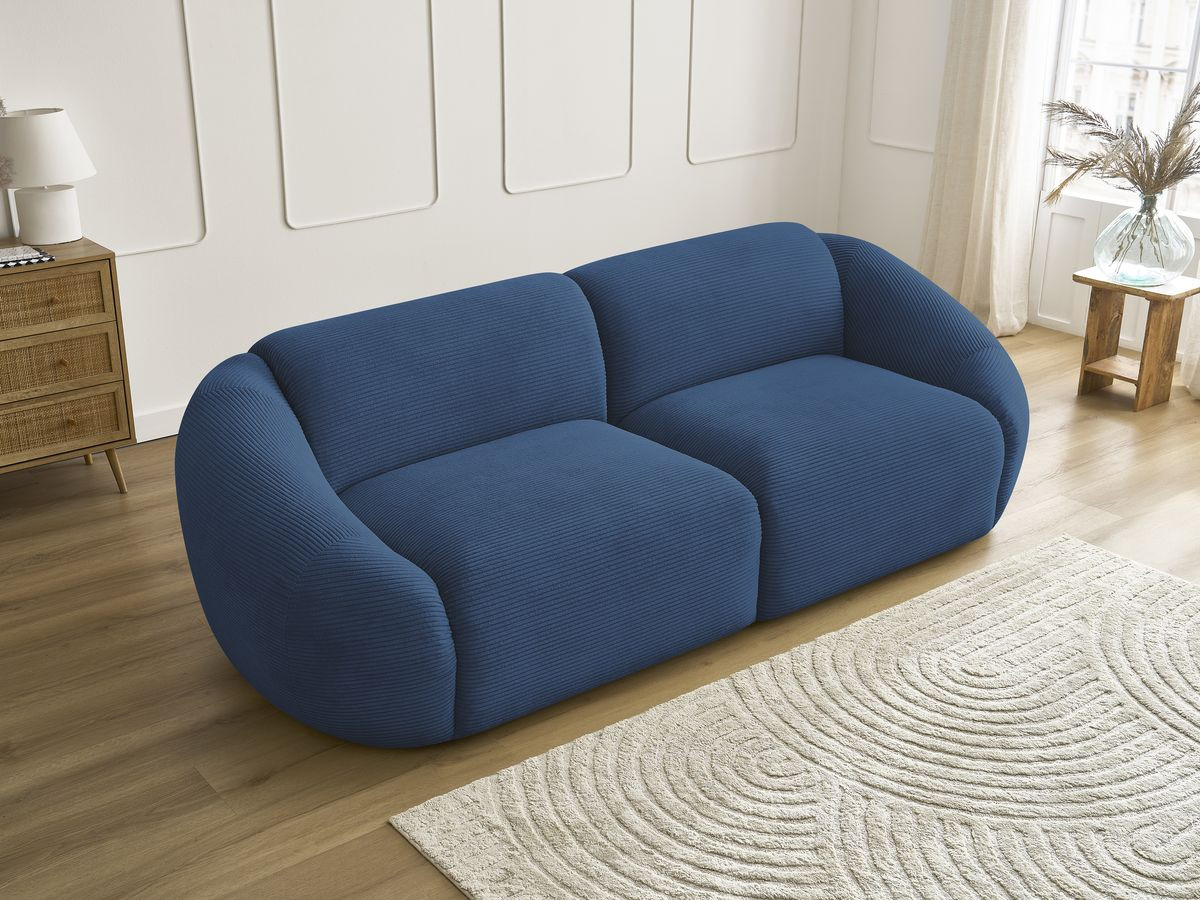 Bobochic Tina Sofa 3-Sitzer Cordsamt Dunkelblau
