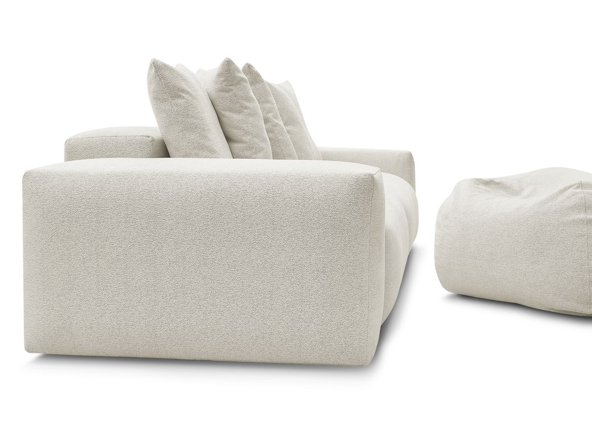 Bobochic Voltaire Sofa 5-Sitzer mit Pouf Melange-Stoff Weiß