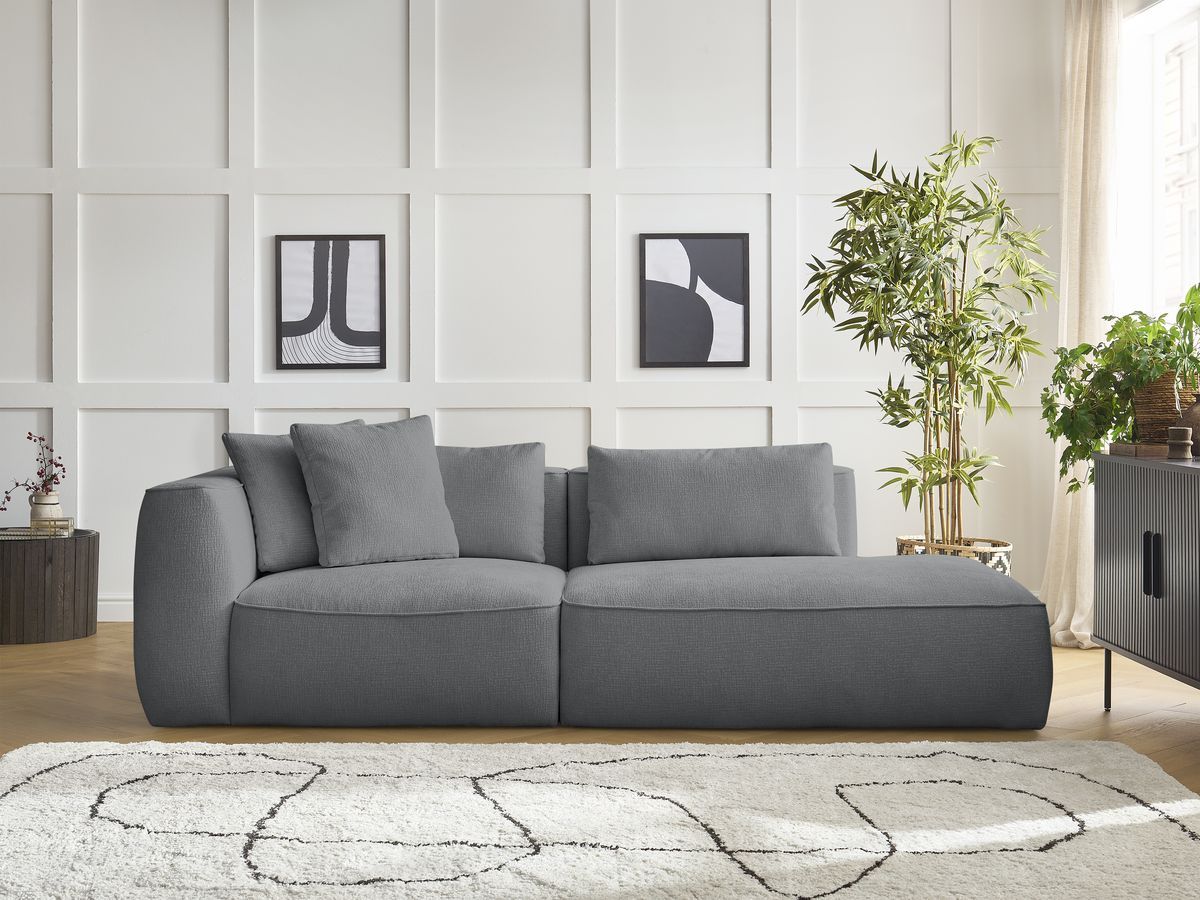 Bobochic Leopold Sofa 3-Sitzer Strukturstoff Dunkelgrau Armlehne links