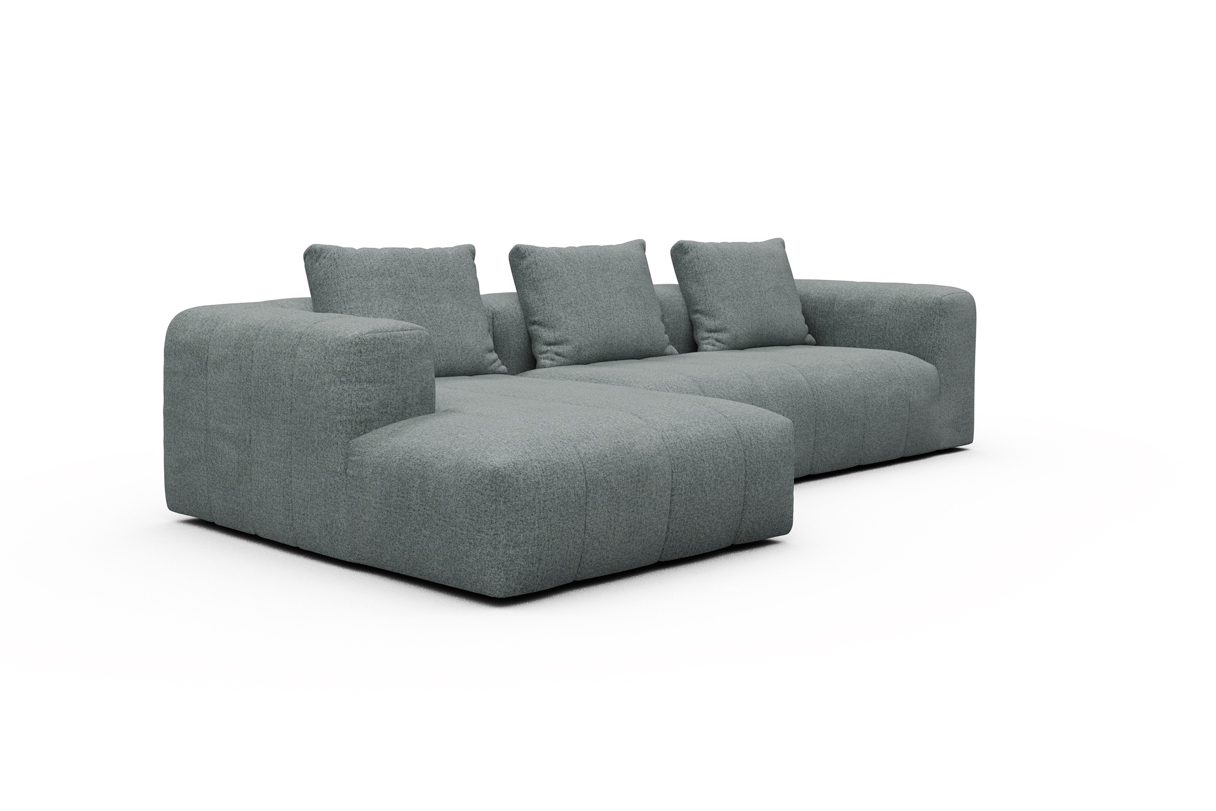 Ecksofa Hugo 2,5-Sitzer Armlehne rechts mit Chaiselongue Casone-Light-Mixed-Green