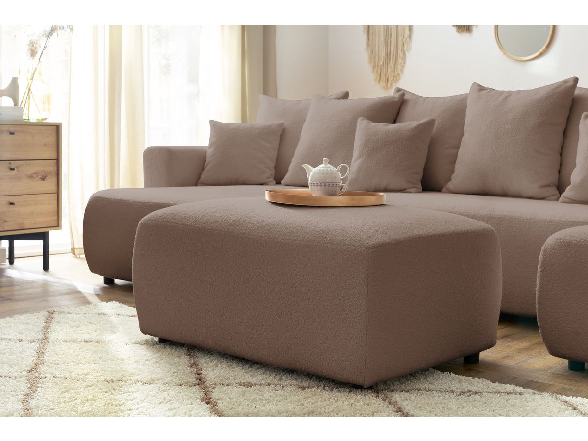 Bobochic Envy Wohnlandschaft mit rechteckigem Pouf Bouclé-Stoff Braun