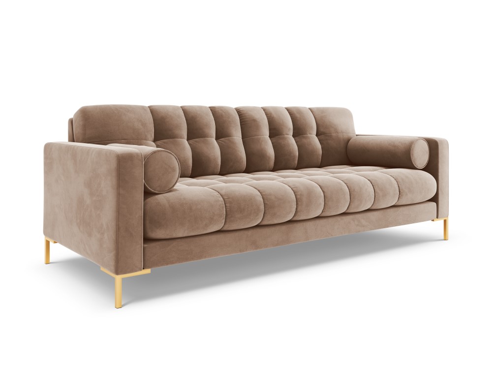 Cosmopolitan Design Sofa Bali 3-Sitzer Samt Bluvel Beige Beine Gold