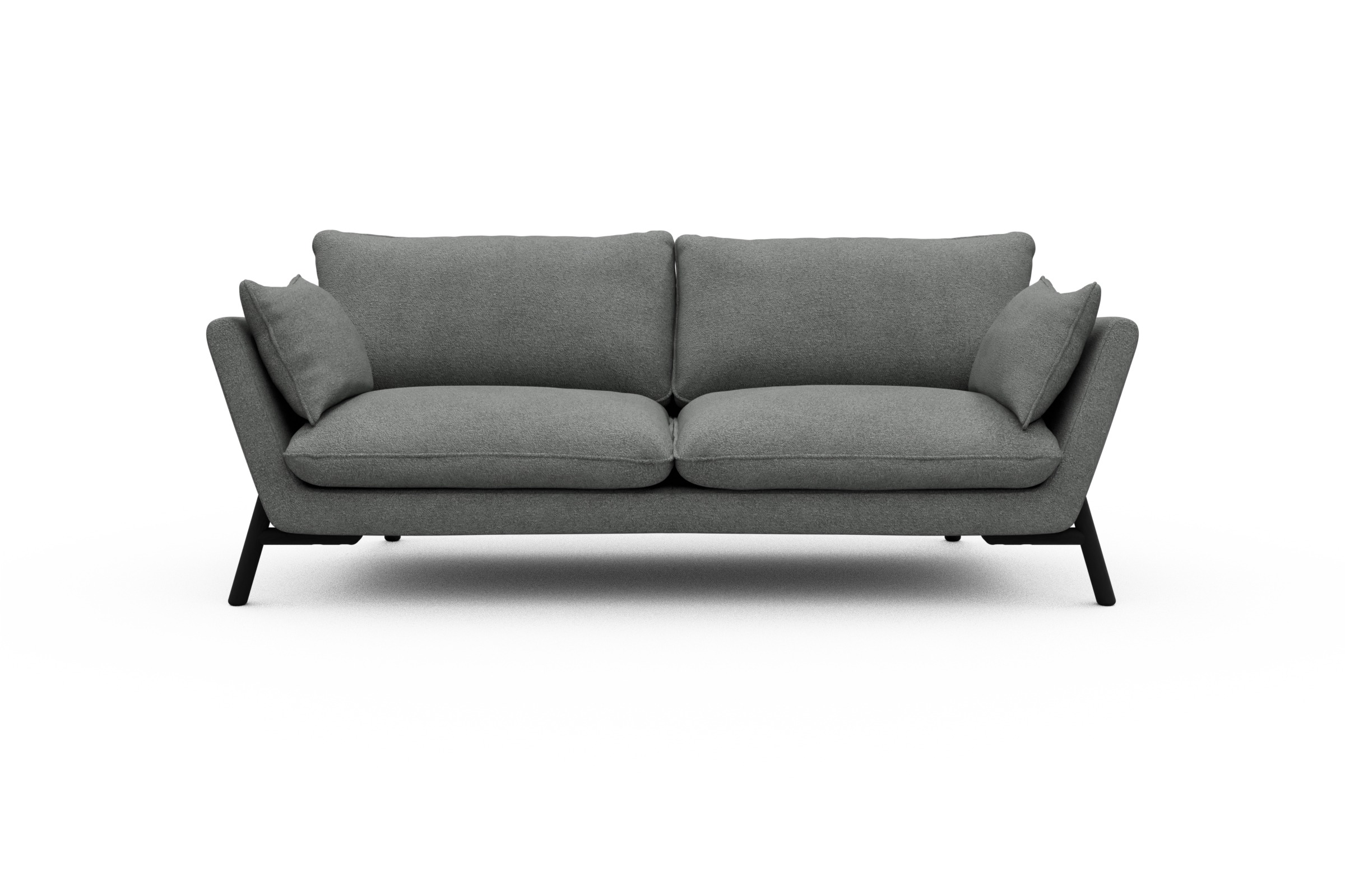 Skandi Home Sofa Emil 3-Sitzer Beinfarbe Eiche Schwarz Boucle-Ash-Grey moebelfaktor