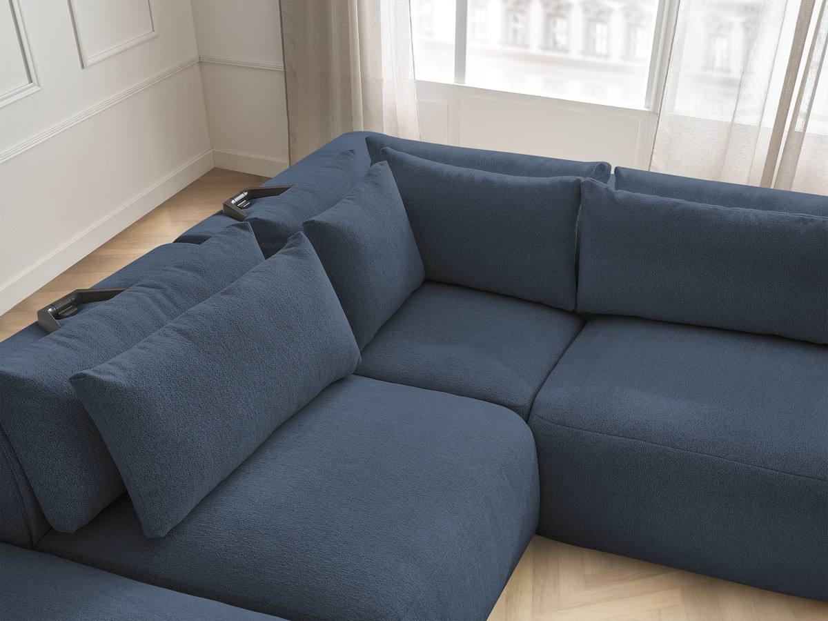 Bobochic Jana Ecksofa Melange-Stoff Blau
