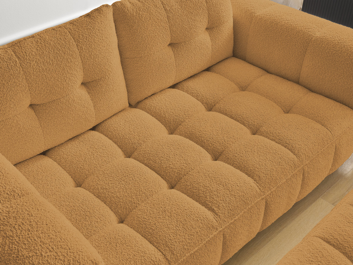 Bobochic Anis Sofa 2-Sitzer mit Pouf Bouclé-Stoff Gelb