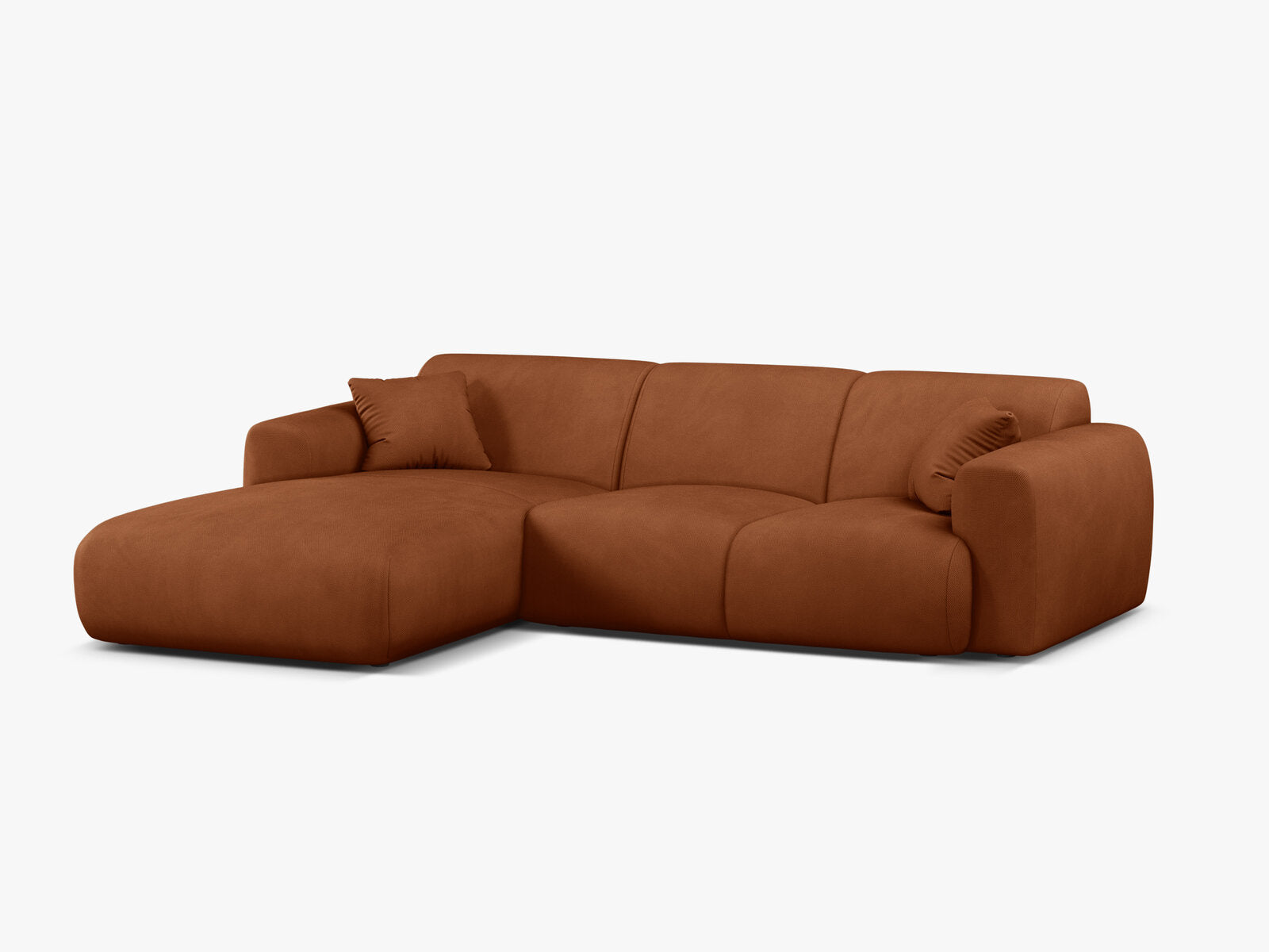 Micadoni Ecksofa Molino 4-Sitzer Links Strukturierter Stoff Rebel Orange