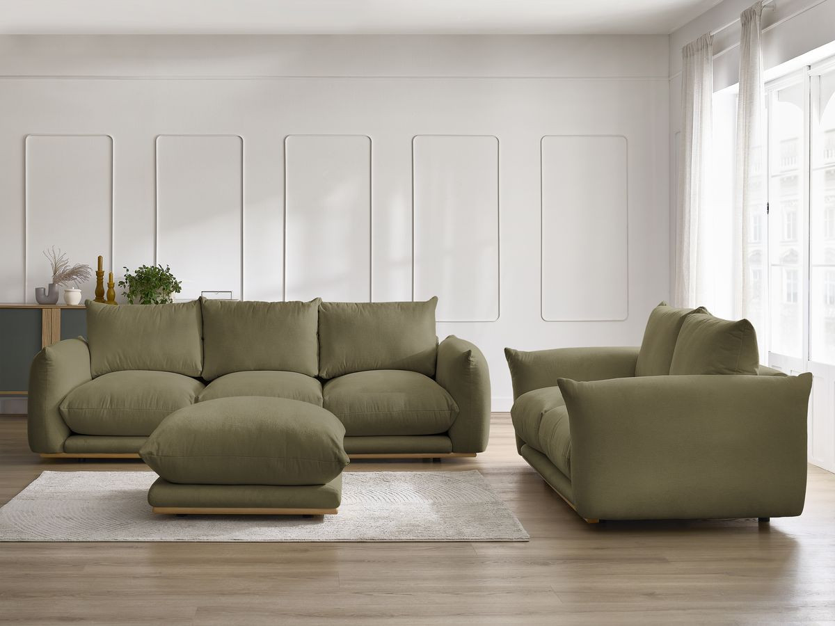Bobochic Ernest Sofa 6-Sitzer mit Pouf Stoff Grün