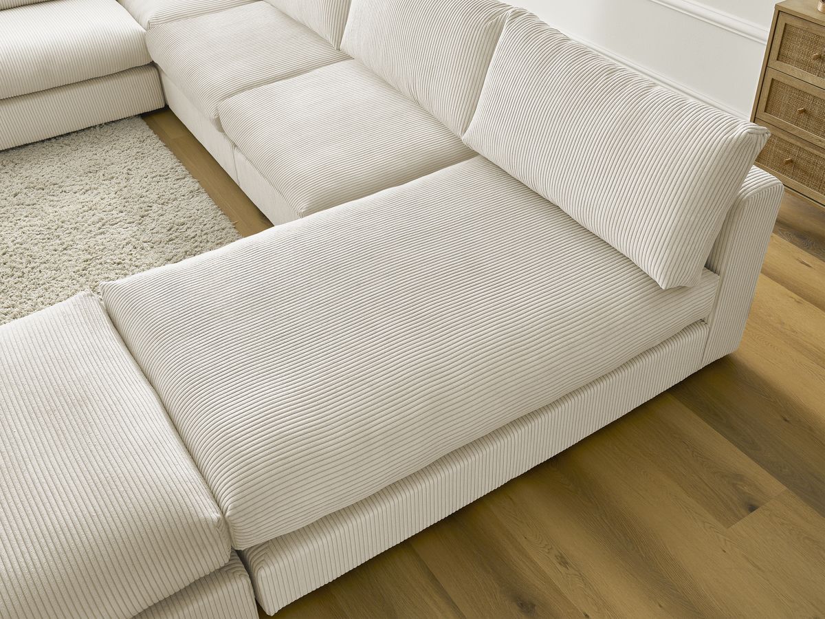 Bobochic Paris Ecksofa mit Pouf 369 × 167 cm Cordsamt Beige