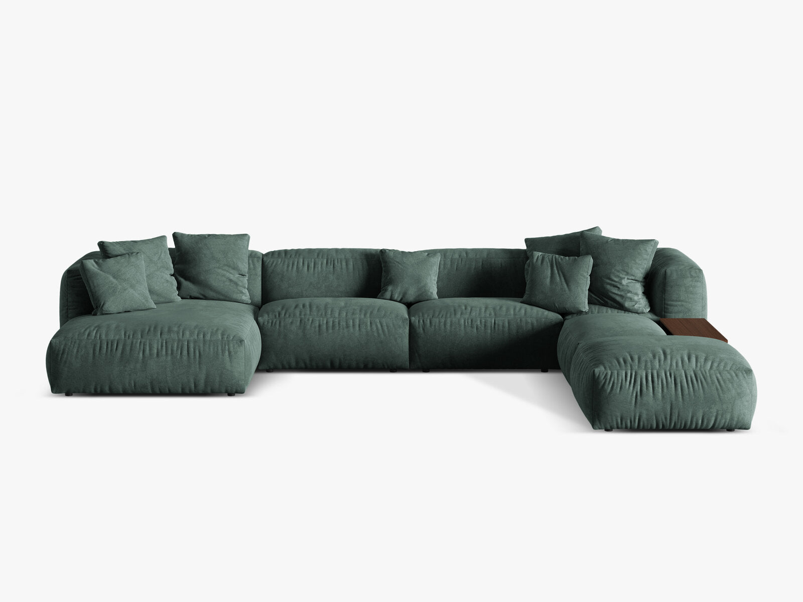 Micadoni Panorama-Ecksofa Martina 5-Sitzer Rechts Samt Petrol