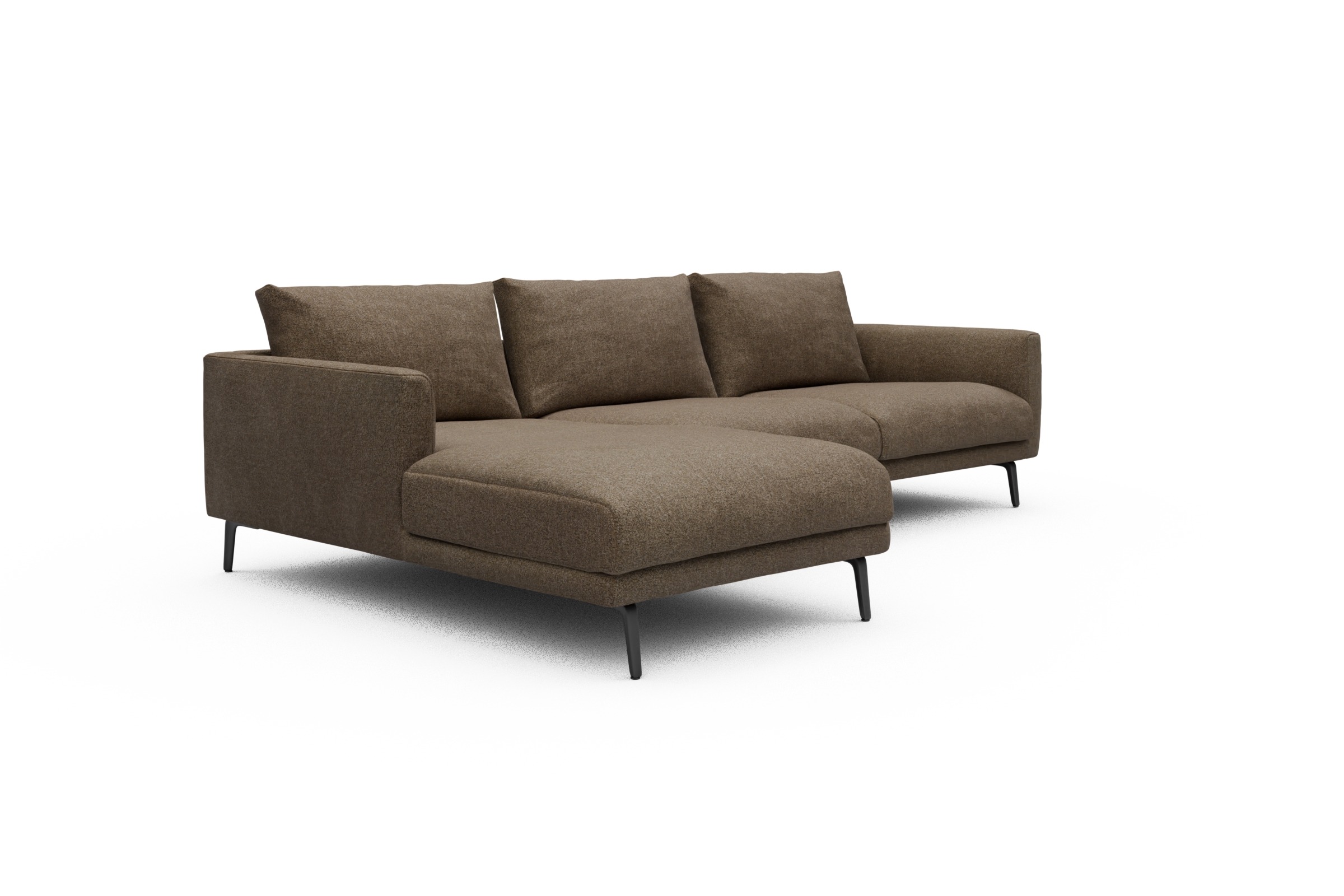 Ecksofa Karl Chaiselongue links mit 2,5-Sitzer Aivi-Khaki-Brown