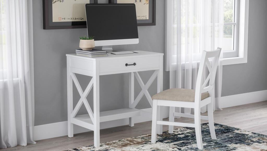 Livin Hill Set Avola: Schreibtisch 76 cm + Stuhl Weiß