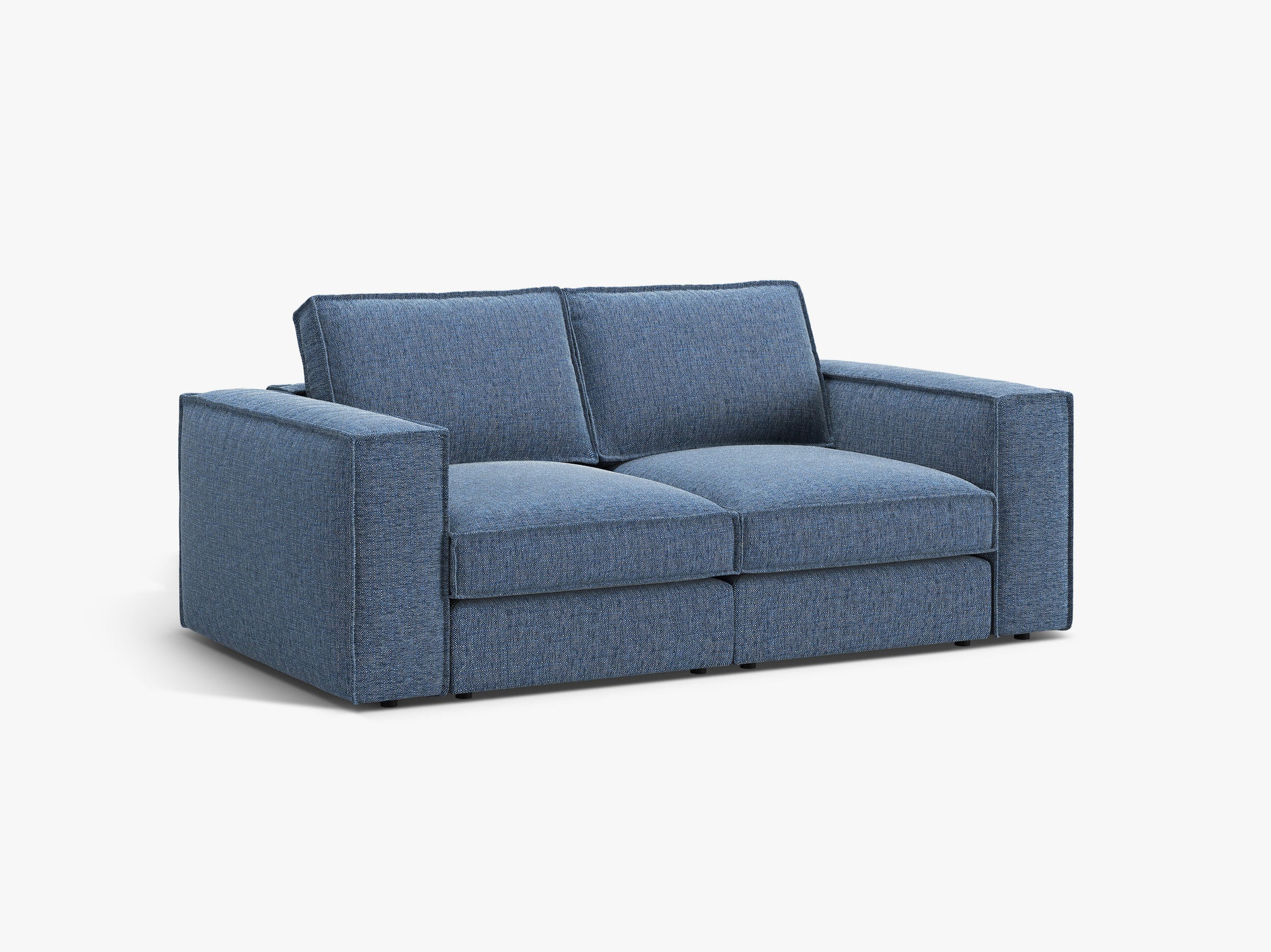 Micadoni modulares Sofa Pola 2-Sitzer Strukturierter Stoff Babel Dunkelblau