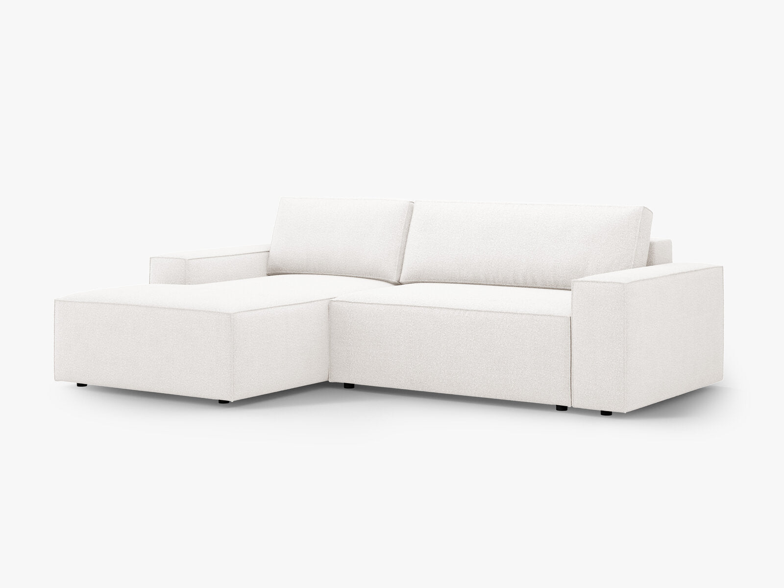 Micadoni Schlaf-Ecksofa Jodie 3-Sitzer Links Boucle Weiß