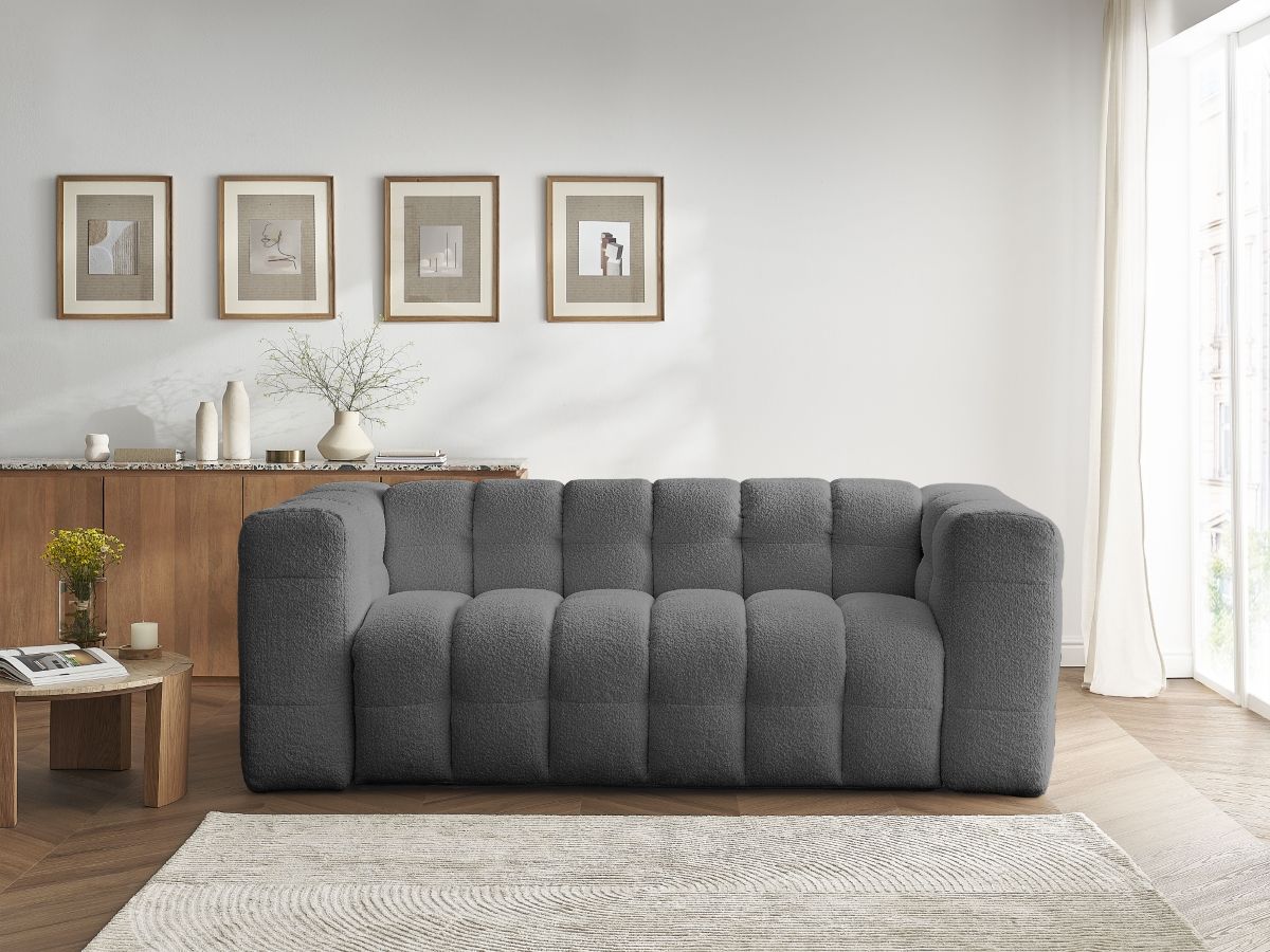 Bobochic Cloud Schlafsofa 3-Sitzer Bouclé-Stoff Dunkelgrau