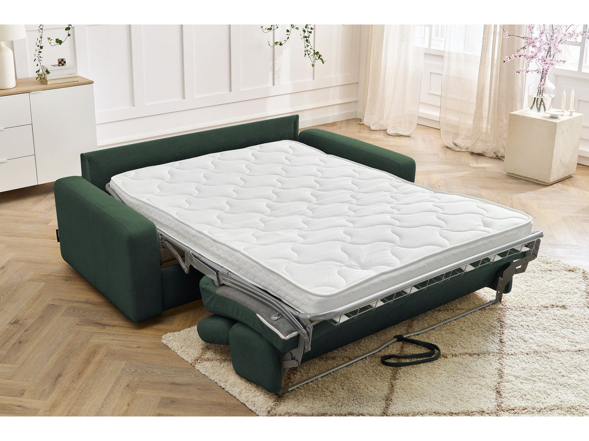 Bobochic Monaco Schlafsofa 3-Sitzer Stoff Grün, Liegefläche 160 × 190 cm