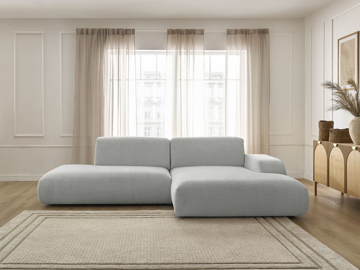 Bobochic Sirius Ecksofa 300 × 170 cm Strukturstoff Hellgrau Ecke rechts
