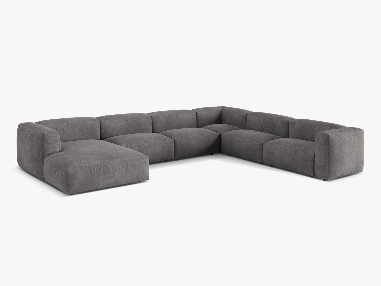 Micadoni modulares Ecksofa XL Martina 6-Sitzer Rechts Samt Vogue Grau