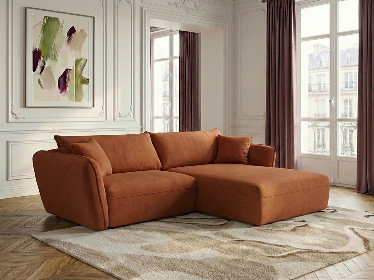 Bobochic Luigi Ecksofa Strukturstoff Orange Ecke rechts