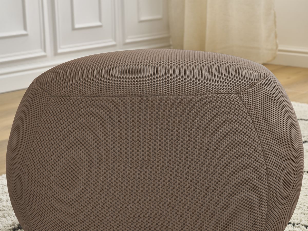 Bobochic Hayden Pouf, rund Mesh-Stoff Braun, 60 cm