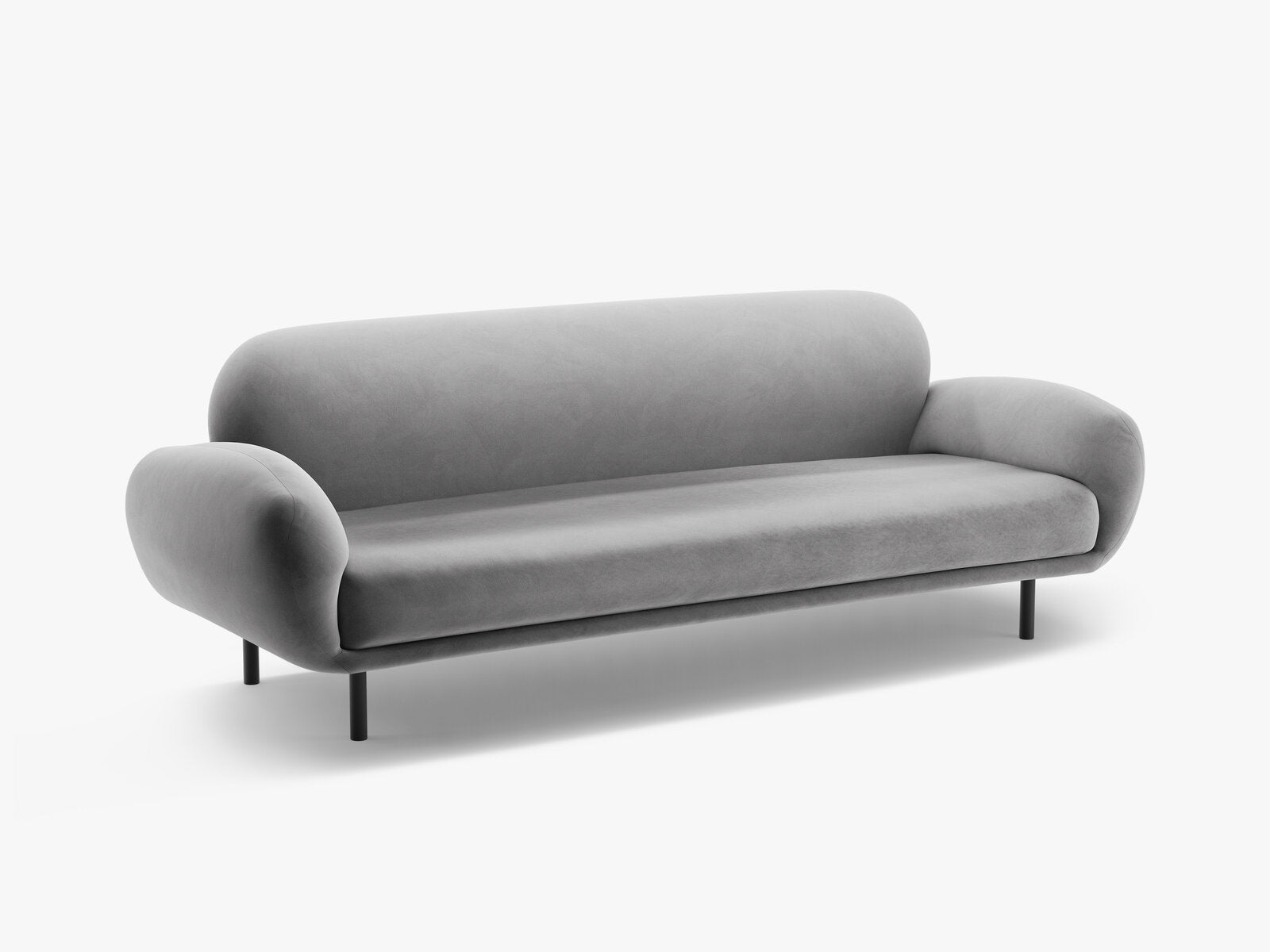 Micadoni Sofa Poppy 3-Sitzer Samt Casino Hellgrau