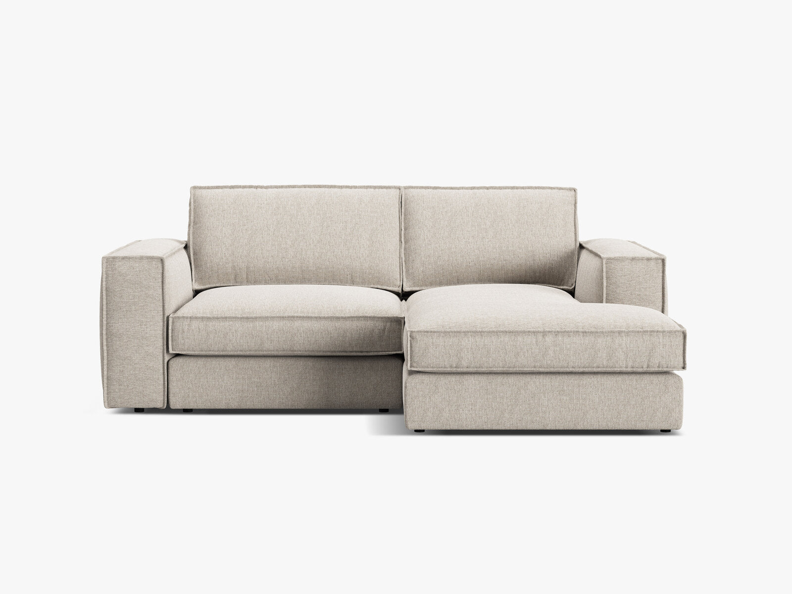 Micadoni modulares Ecksofa Pola 2-Sitzer kleine Version Rechts Strukturierter Stoff Babel Sand