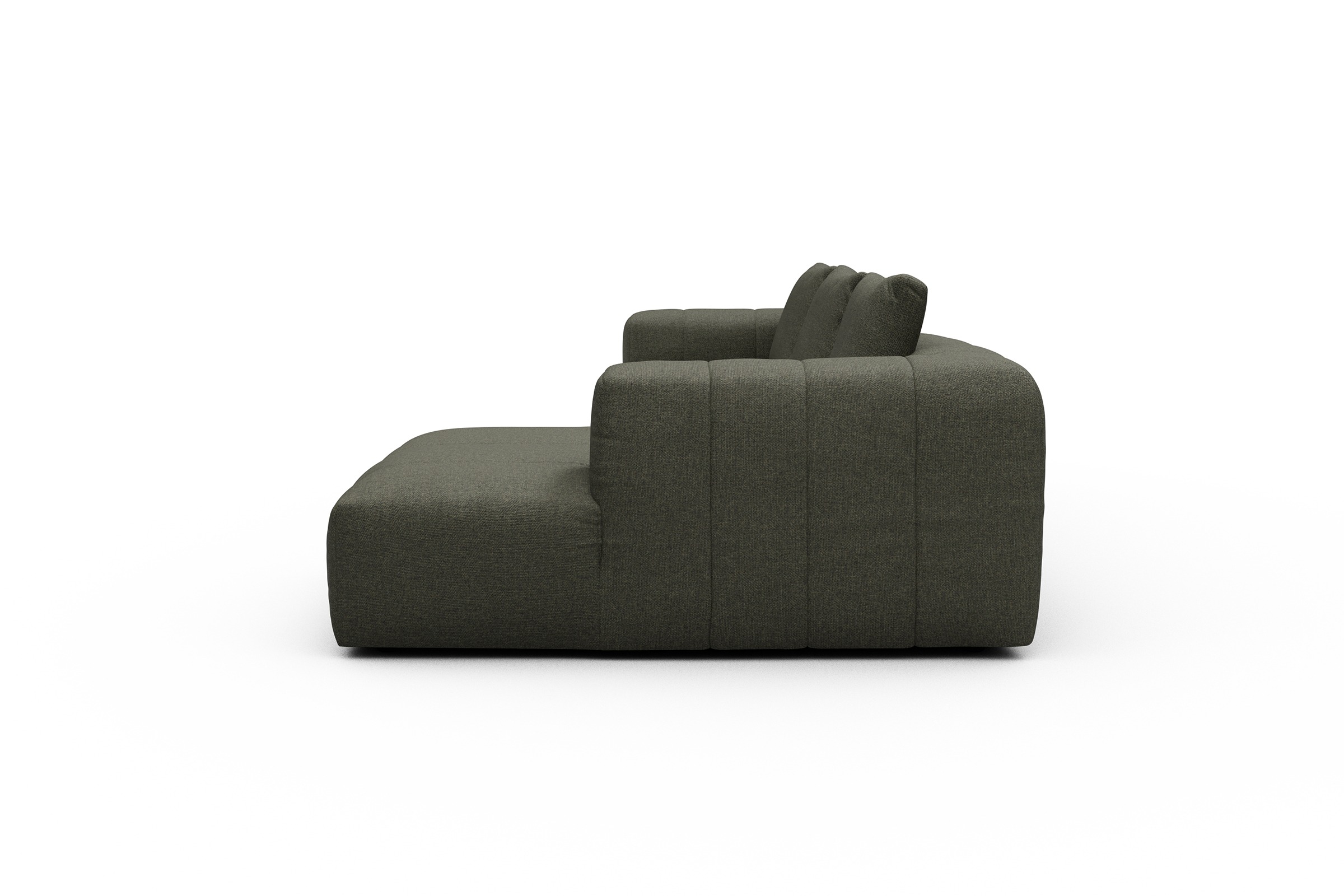 Ecksofa Hugo 2,5-Sitzer Armlehne links mit Chaiselongue Sama-Winter-Moss