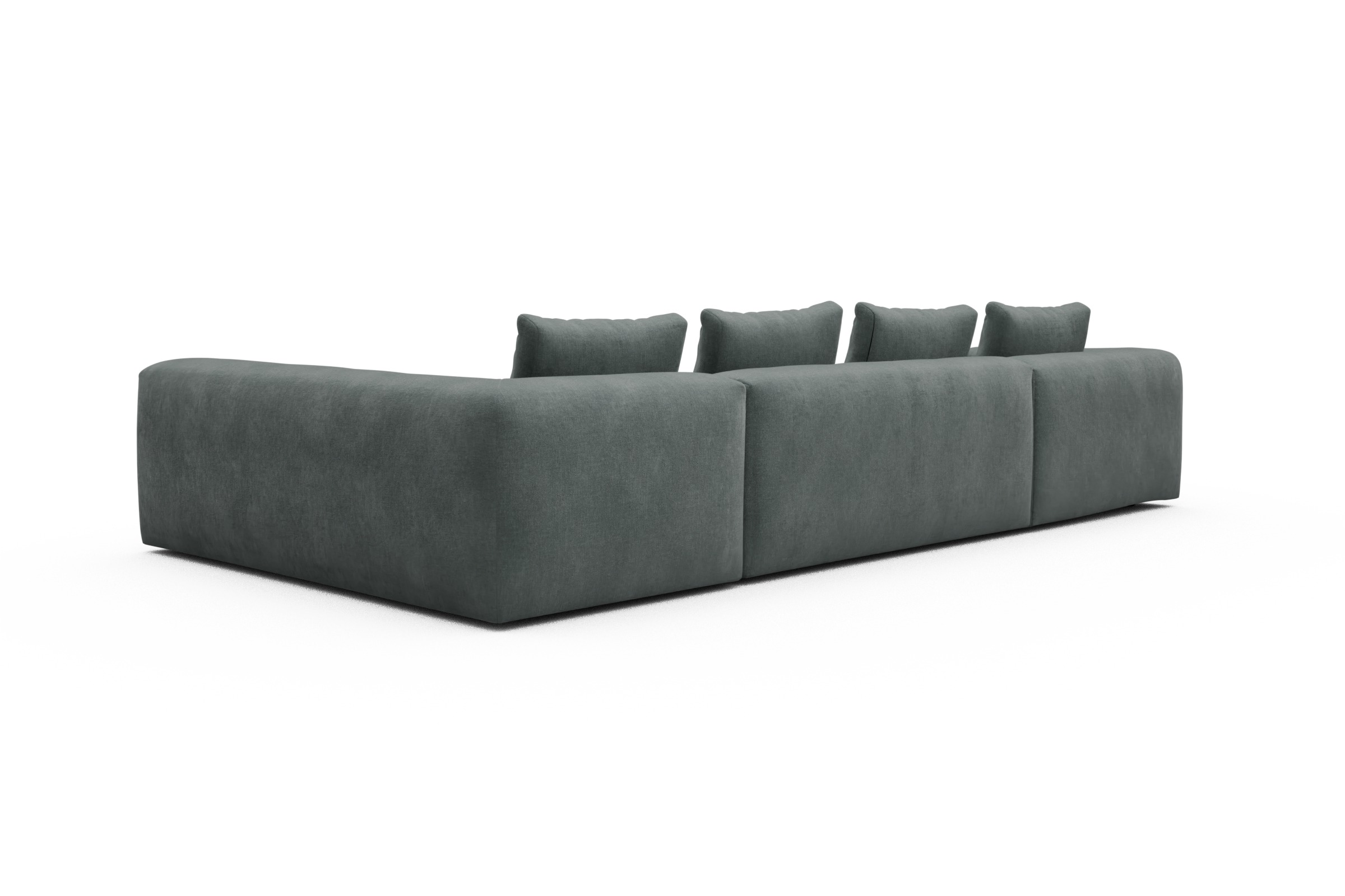 Wohnlandschaft Fred Chaiselongue links mit 2-Sitzer und lange Armlehne rechts Smooth-Silver-Grey