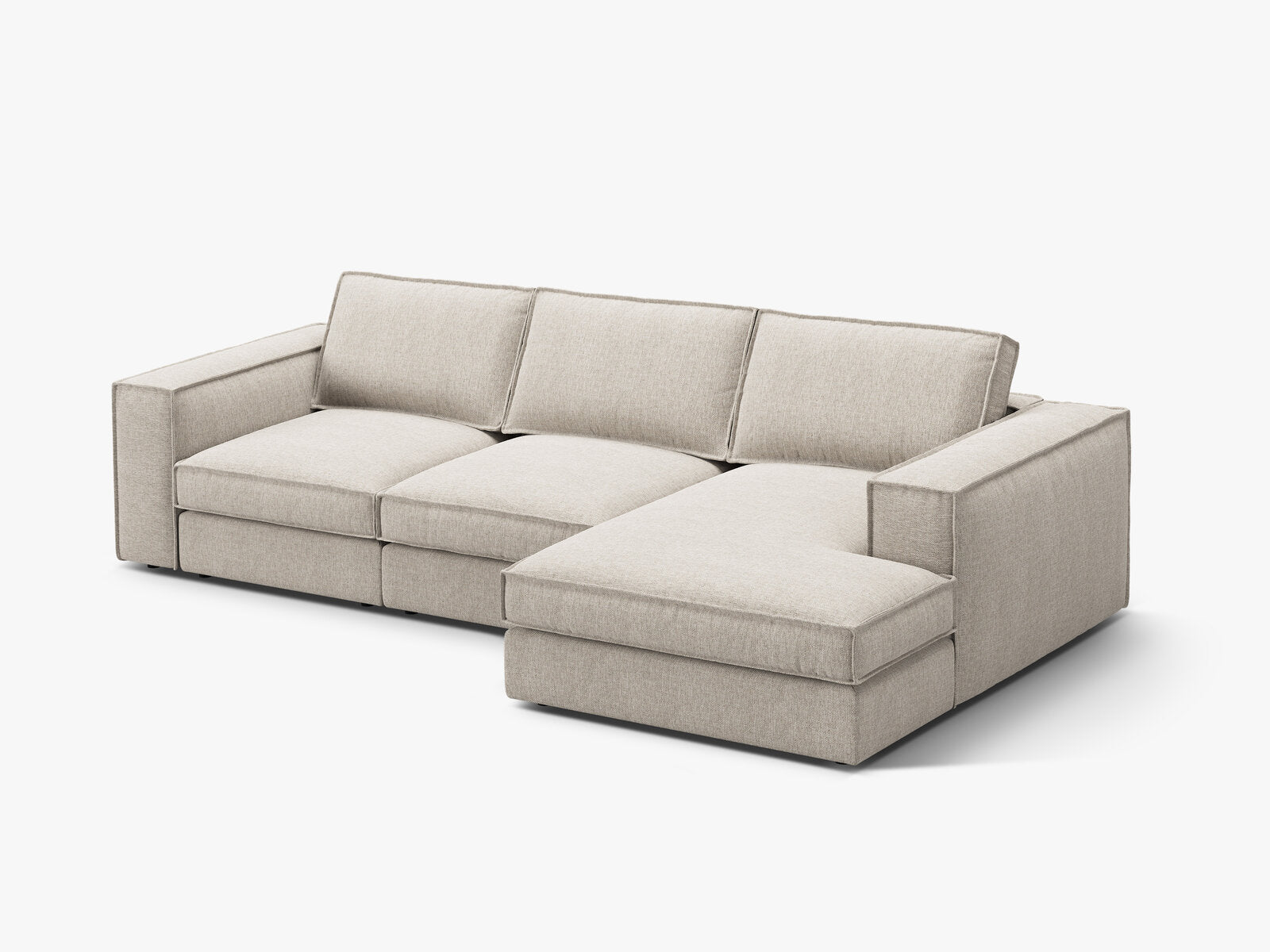Micadoni modulares Ecksofa Pola 3-Sitzer Rechts Strukturierter Stoff Babel Sand