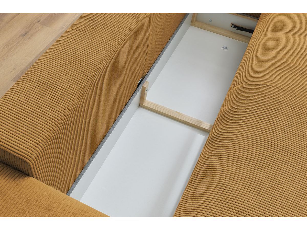 Bobochic Voltaire Schlafsofa 3-Sitzer mit Bettkasten Cordsamt Gelb