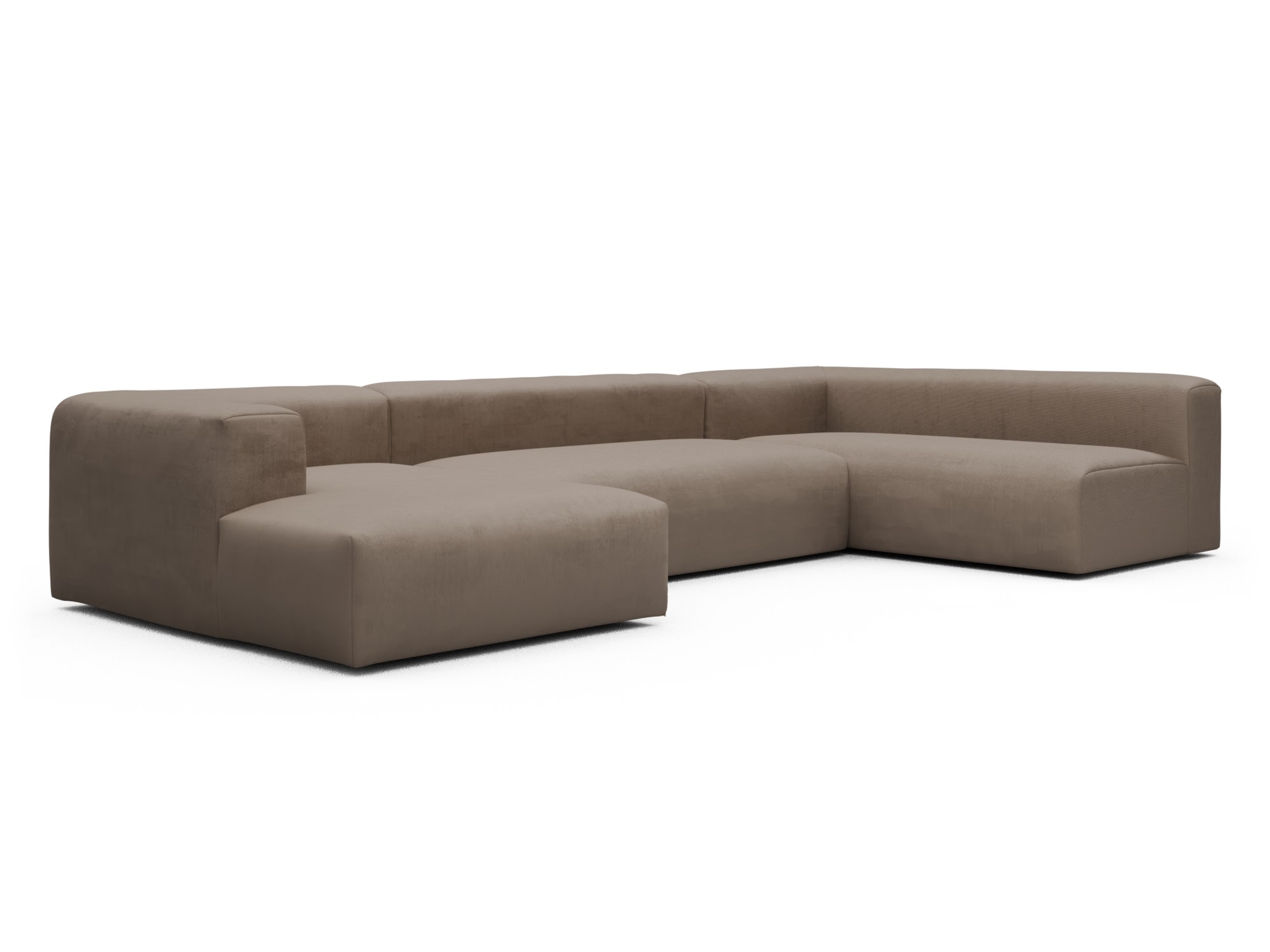 Skandi Home Wohnlandschaft Fred Chaiselongue links mit 2-Sitzer und lange Armlehne rechts Cordufine-Biege moebelfaktor