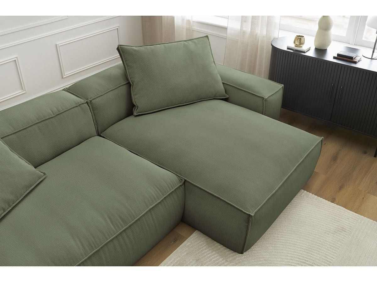 Bobochic Boheme Ecksofa, 3 Kissen Cordsamt Grün